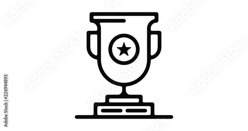 Trophy line icon motion graphic animation with alpha channel.