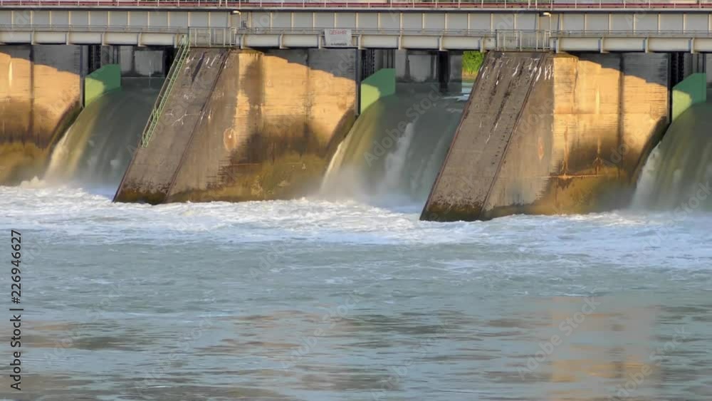 Spillway of the Passau-Ingling hydroelectric dam in Passau, Bayern, Germany Spillway of the Passau-Ingling hydroelectric dam in Passau, Bayern, Germany