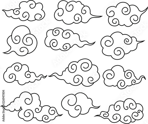 Japanese style cloud set