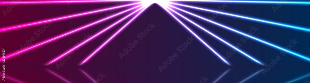 Blue ultraviolet neon laser lines abstract banner