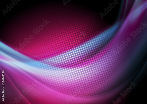 Blue purple curved smooth waves abstract background