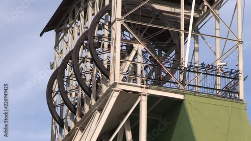 Close up of old winding tower Malmberget, Sweden photo