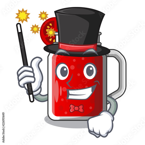 Magician fresh tomato juice isolated on mascot