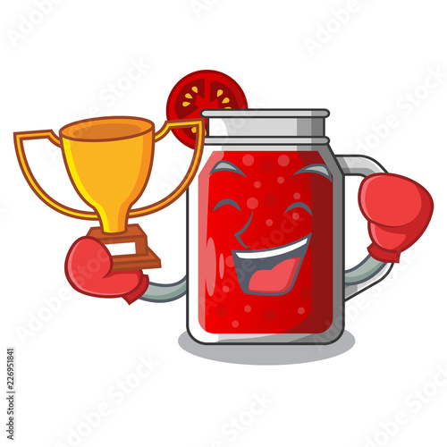 Boxing winner fresh tomato juice isolated on mascot