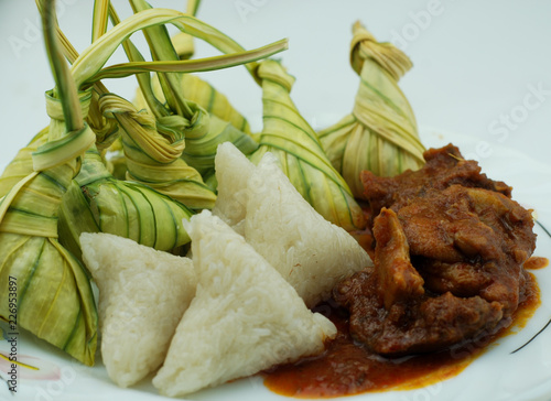 Traditional Malay Dish Normally Serve During Hari Raya Known As Ketupat Palas And Rendang Stock Photo Adobe Stock