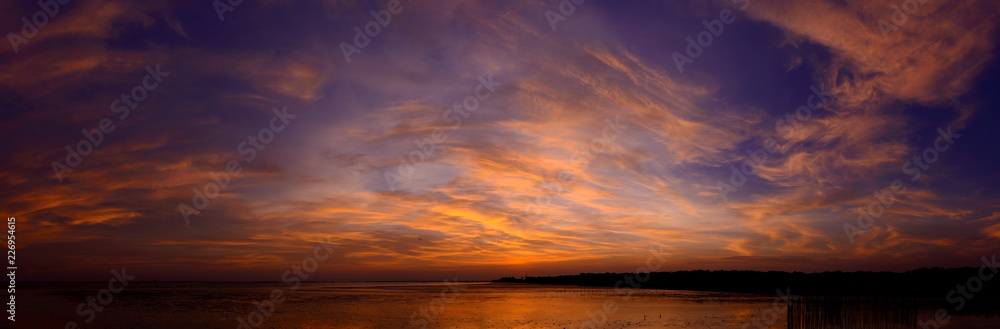 Beautiful panorama view of sunset sky backgrounds in THAILAND