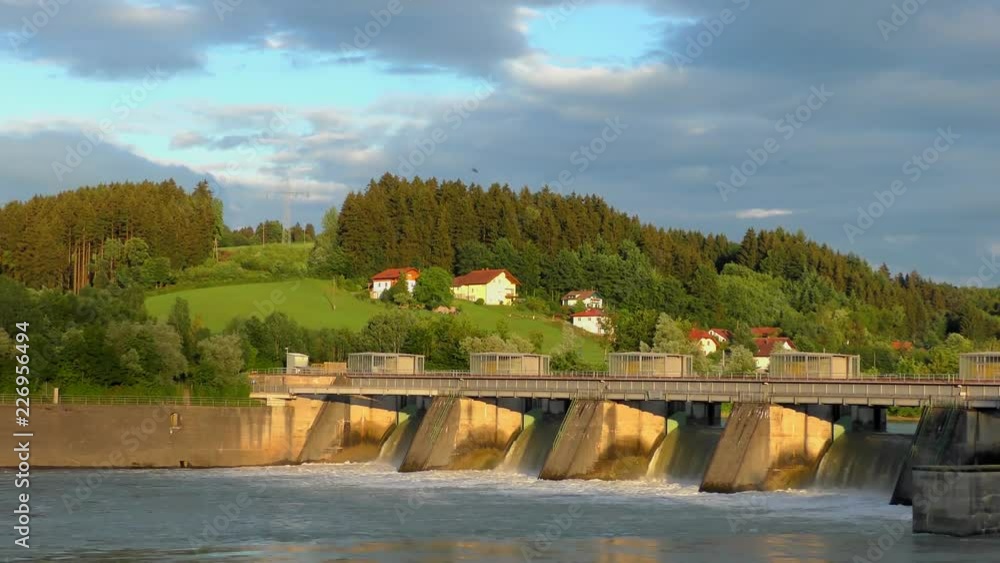 Spillway of the Passau-Ingling hydroelectric dam in Passau, Bayern, Germany Spillway of the Passau-Ingling hydroelectric dam in Passau, Bayern, Germany