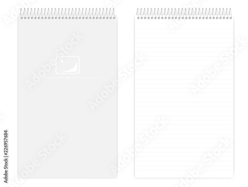 Wire bound legal size lined note book, realistic vector mockup
