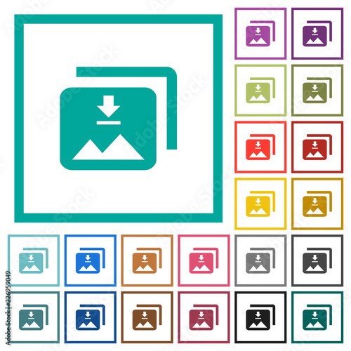 Download multiple images flat color icons with quadrant frames