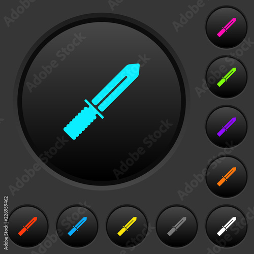 Knife dark push buttons with color icons
