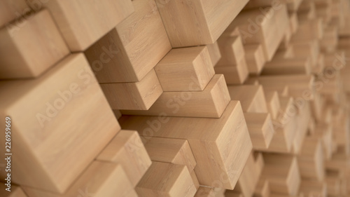 Fototapeta Naklejka Na Ścianę i Meble -  Pattern from wooden cubes of different sizes