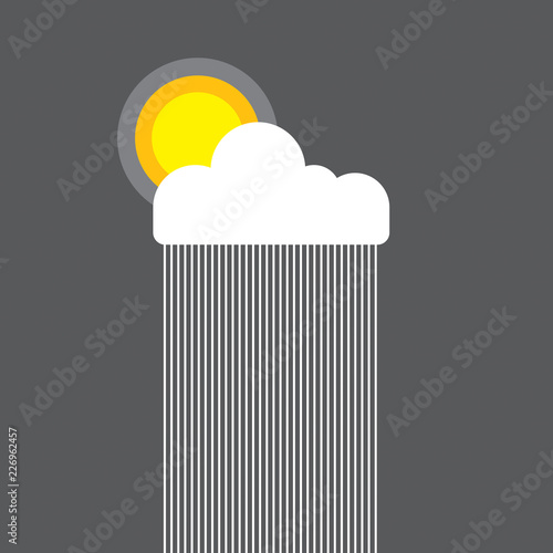 Vector illustration of sun, cloud and rain