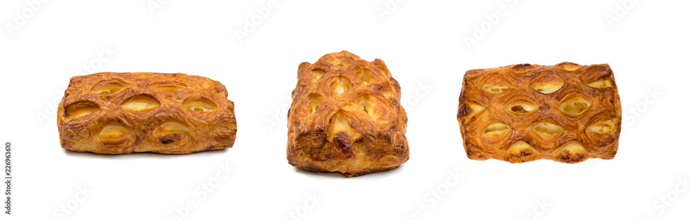 Sweet braided puff pastry isolated or pate feuilletee Sweet braided puff pastry isolated or pate feuilletee