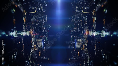 Wallpaper Mural Glowing Neon City Lights Abstract Mirror Aerial Background Torontodigital.ca