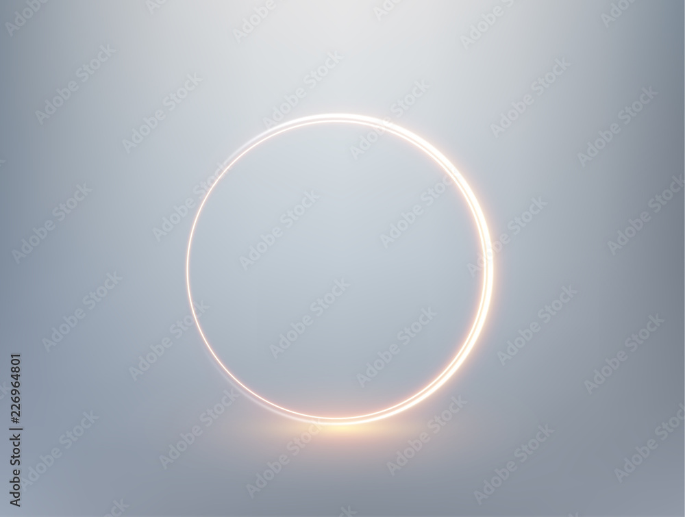 Golden shiny lines ring shape vector background.