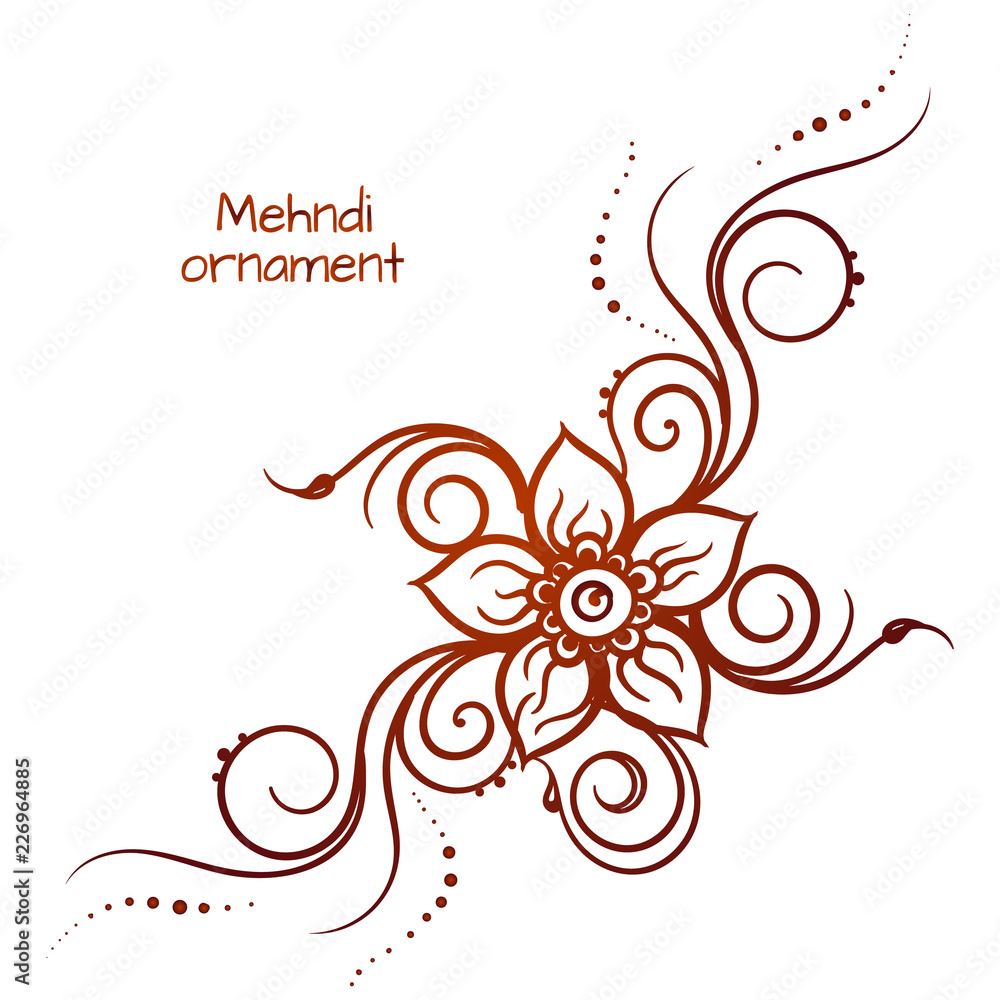 Vector ethnic mehndi pattern. Template for mehndi ornament. Hand drawn  detailed outline pattern. Ornamental flowers set of indian style ornaments.  Floral mehndi ornamental elements. Henna illustration Stock Vector | Adobe  Stock