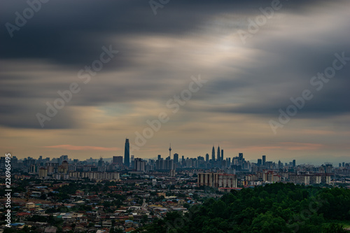 Canvas Print kuala lumpur over view from bukit ampang with dramatic rain cloud