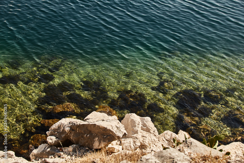 Obraz premium clear water in the Bay of Kotor. Adriatic sea in Montenegro. Turquoise water