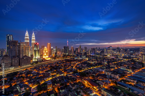 dramatic kuala lumpur sunset view over kampung baru