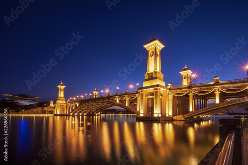 putrajaya bridge on sunset color