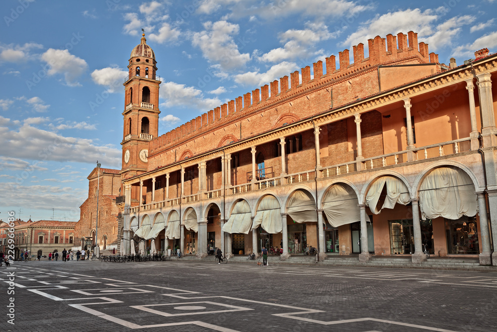 Faenza, Ravenna, Emilia-Romagna, Italy: Piazza del Popolo (People's Square) and the medieval Palazzo del Podesta