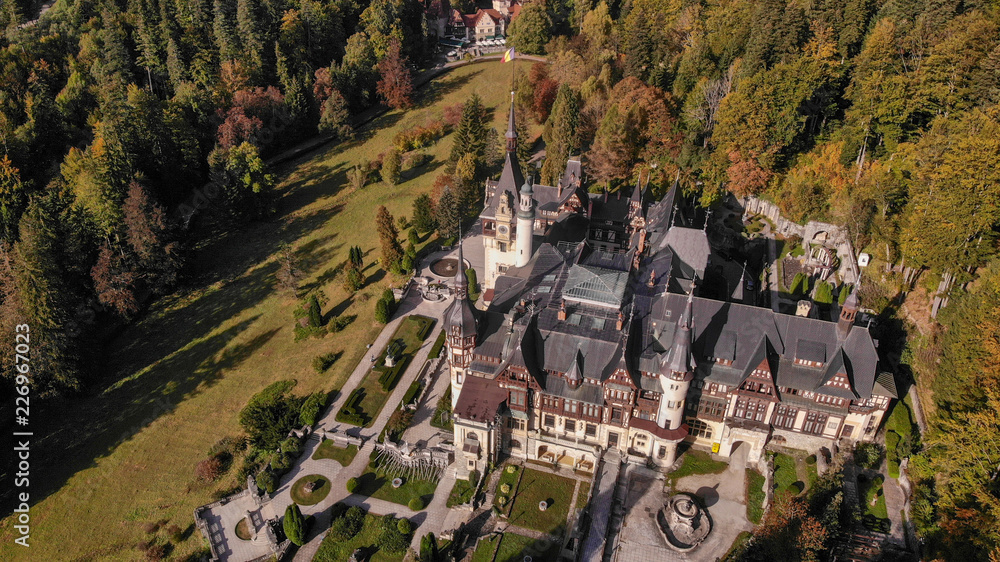 Peleș Castle aerial view