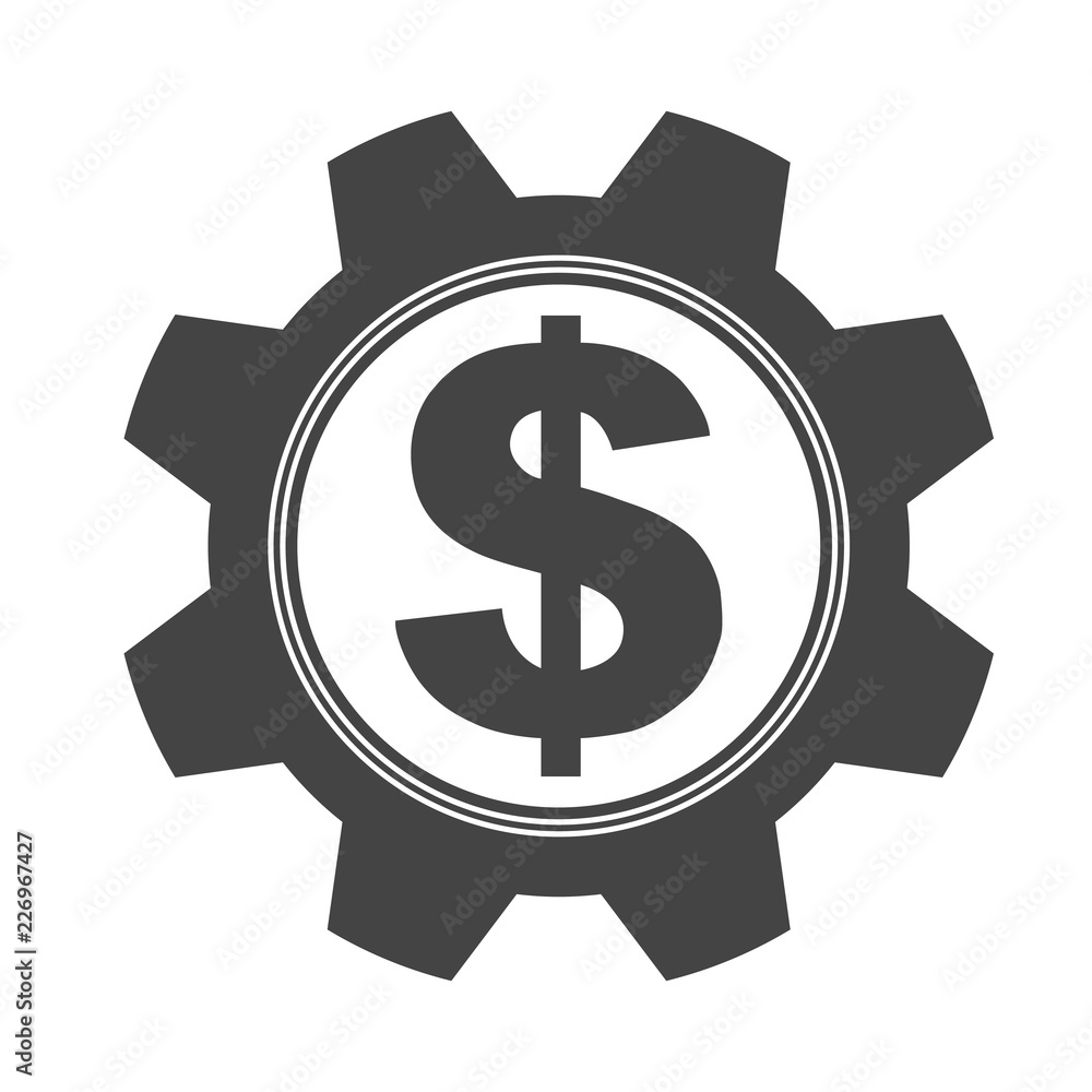 Gear cog with an dollar coin isolated vector Illustration Gear cog with an dollar coin isolated vector Illustration