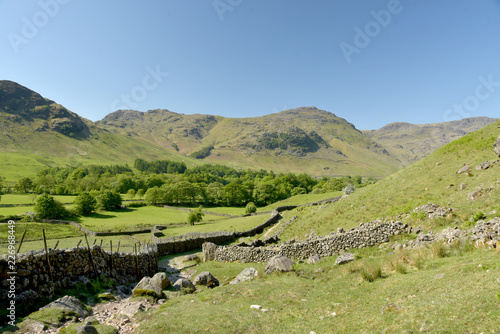 Crinkle Crags at head of Mickleden valley, Lake District photo