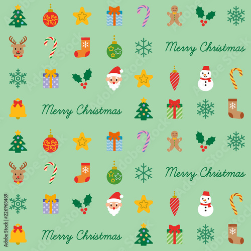 クリスマスのパターン　緑色