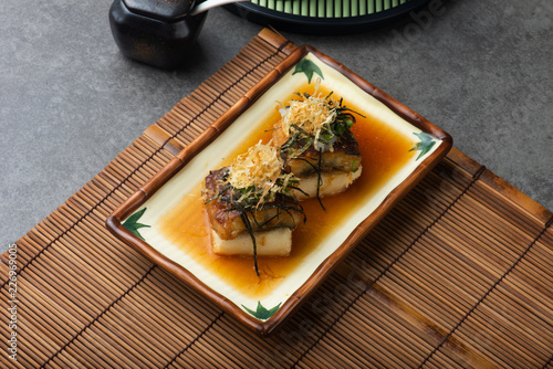 japanese tofu with unagi eel photo