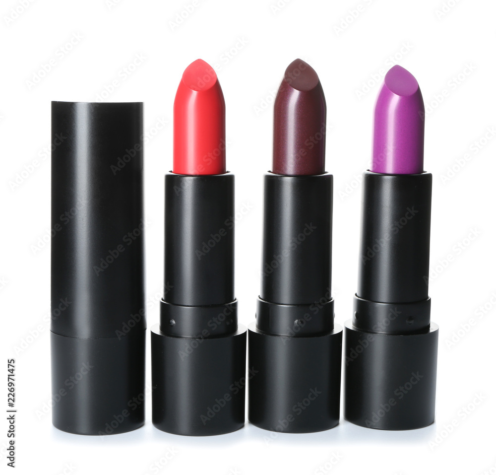 Colourful lipsticks on white background Colourful lipsticks on white background