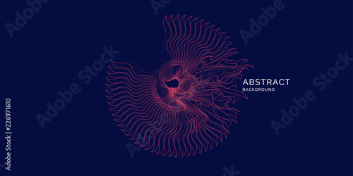 Vector abstract background with dynamic waves, line and particles.