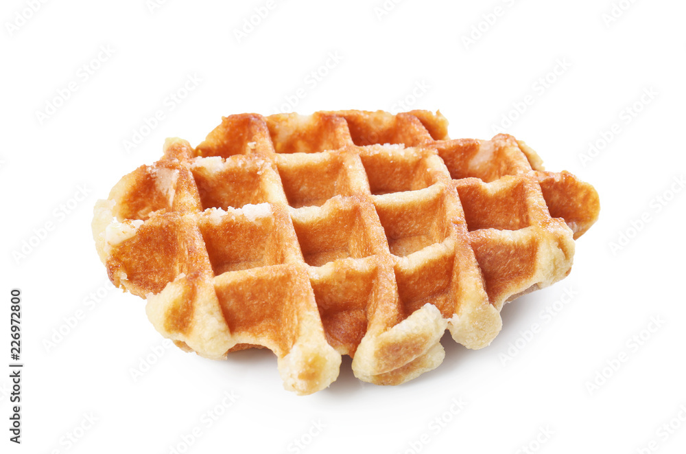 Delicious waffle on white background