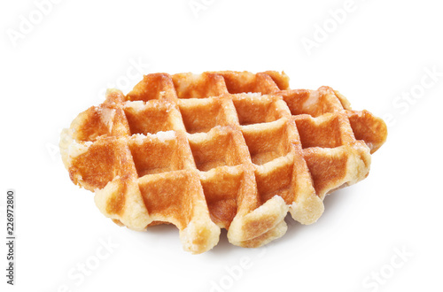 Delicious waffle on white background