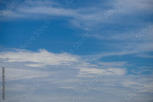 Rain clouds forming with blue sky background