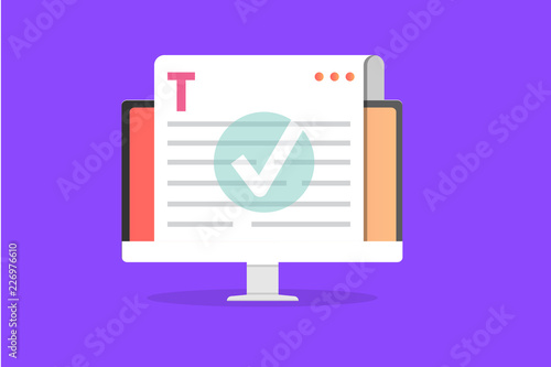 Editable online document. Creative writing and storytelling, copywriting . Online education, distant learningconcept. Vector illustration.