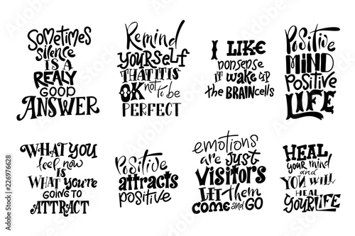 Vector lettering. Meditatin motivation quotes. Hand drawn calligraphic design