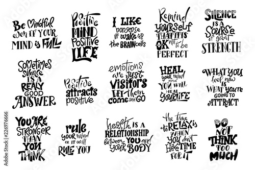 Vector lettering. Meditatin motivation quotes. Hand drawn calligraphic design