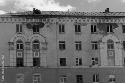 old house in black and white photo