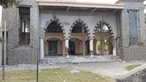 Earthquake ruins of mosque after indonesian earthquake photo