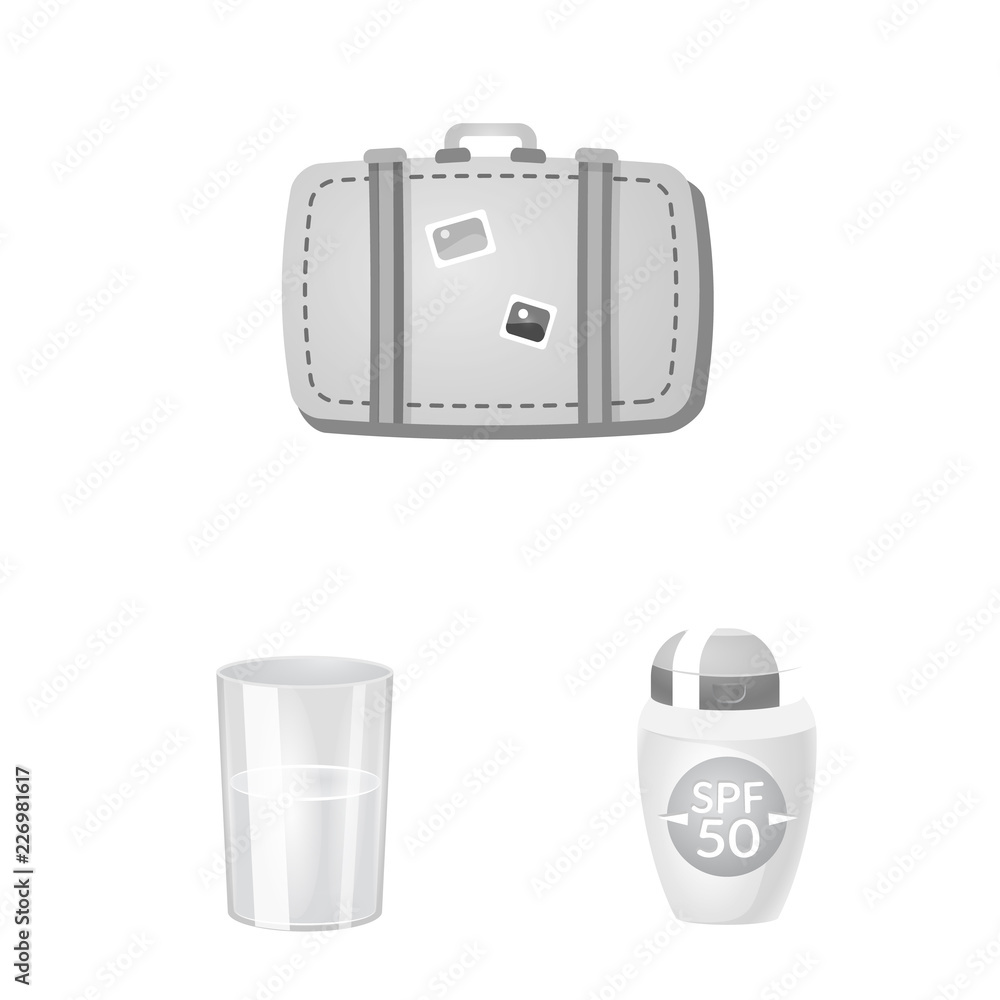 Vector illustration of equipment and swimming icon. Collection of equipment and activity vector icon for stock.