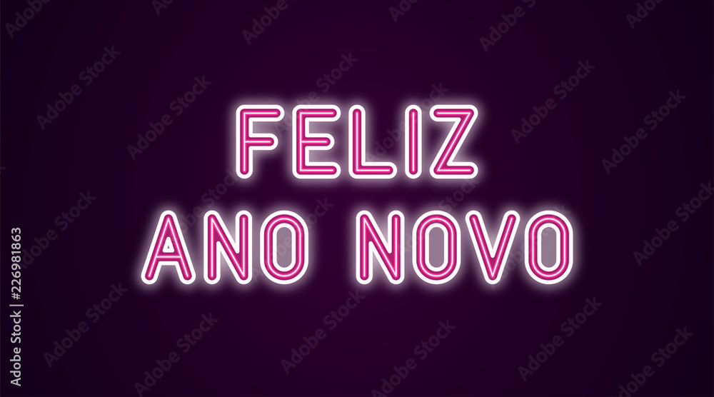 Neon festive inscription for Portuguese New Year