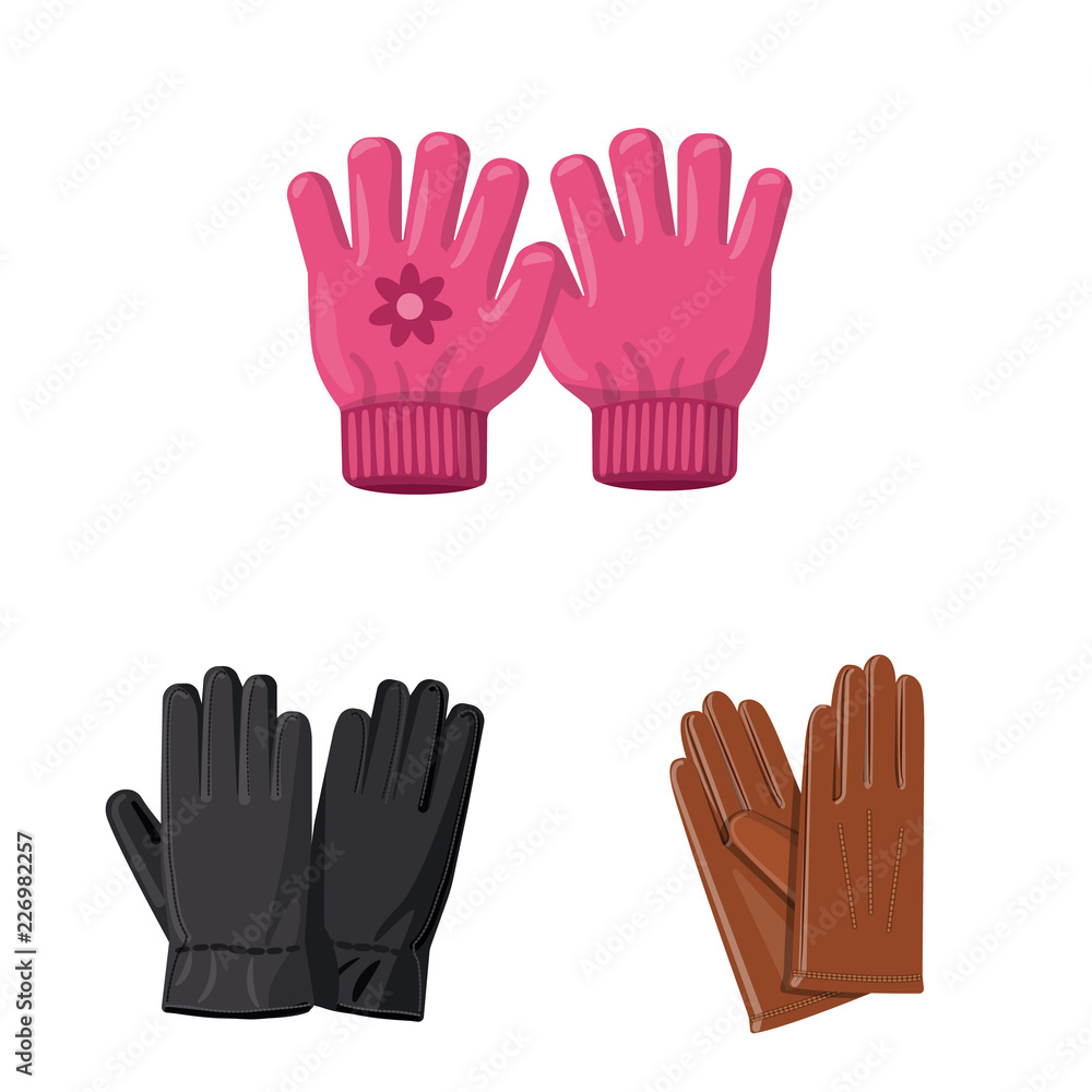 Vector illustration of glove and winter symbol. Set of glove and equipment stock symbol for web. Vector illustration of glove and winter symbol. Set of glove and equipment stock symbol for web.