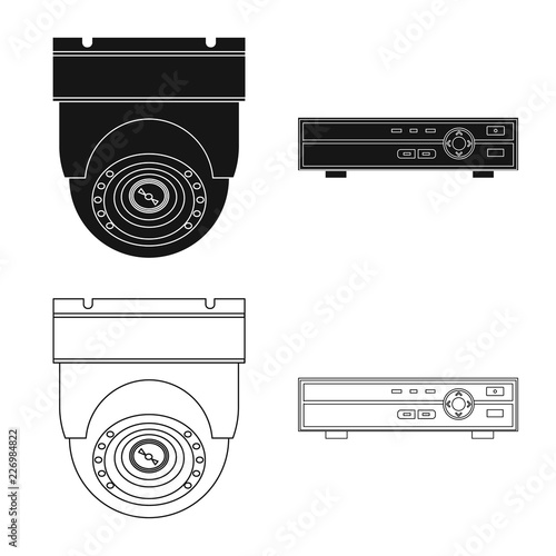 Vector design of office and house logo. Set of office and system stock symbol for web.