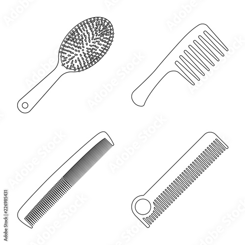 Vector illustration of brush and hair logo. Collection of brush and hairbrush vector icon for stock.