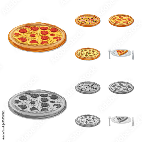 Vector design of pizza and food sign. Set of pizza and italy vector icon for stock.