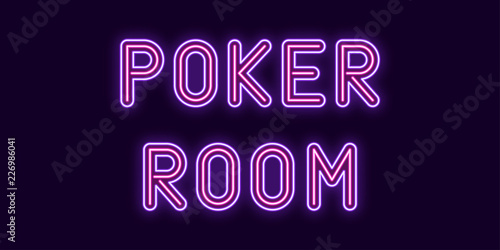 Neon inscription of Poker Room. Vector