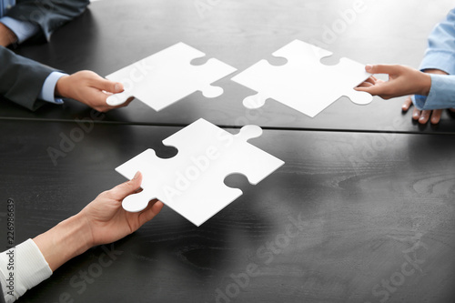 Business team with pieces o...