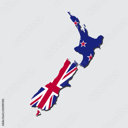 New Zealand Map Flag