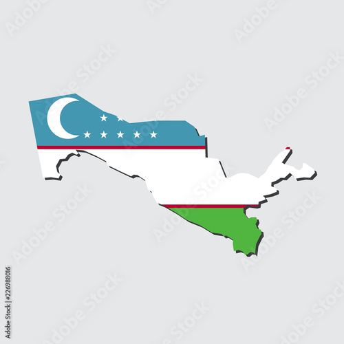 Uzbekistan Map Flag
